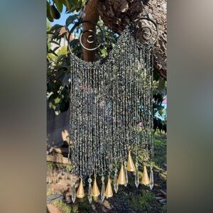 Infinity Spiral Mystic Black Beaded Curtain Wind Chime  Sun Catcher Mobile